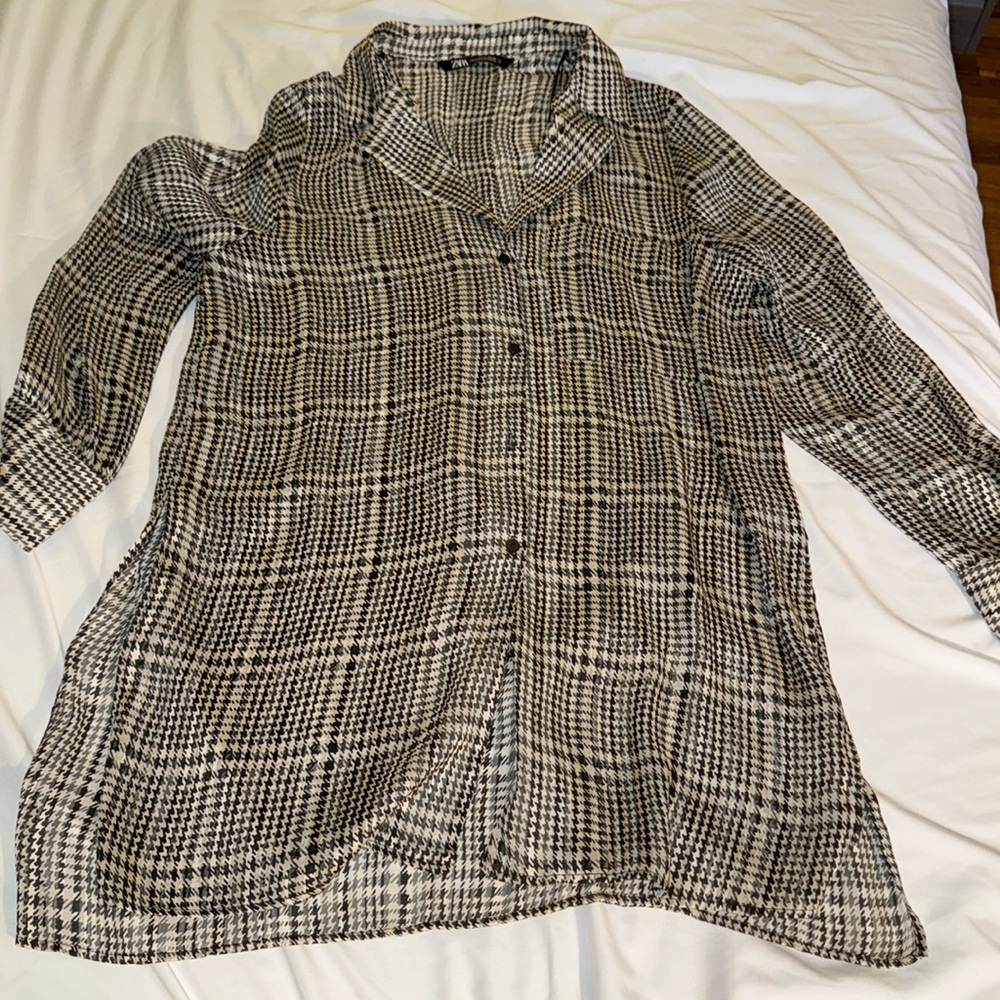 Zara mini see through blouse dress